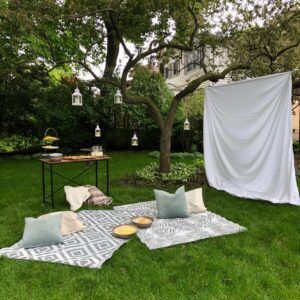 hang a sheet for outdoor movie nights