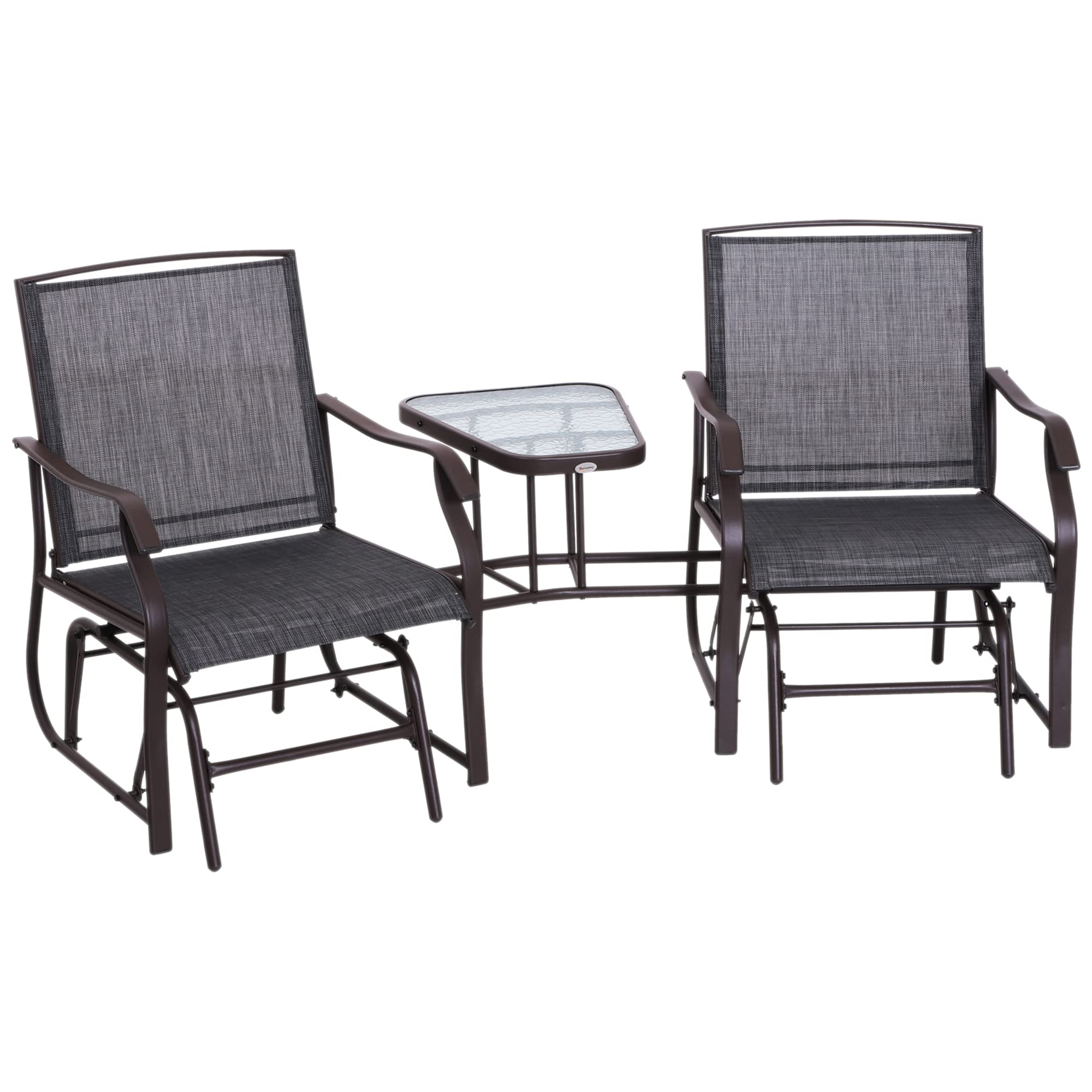 Outsunny Outdoor Glider Chairs with Coffee Table